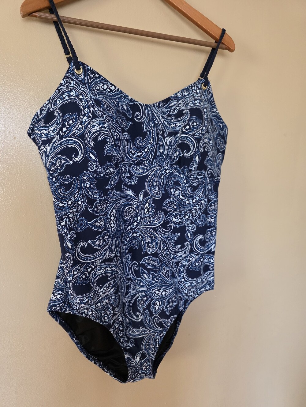 Lands End Coasal Grandma Paisley One Piece Swimsuit 18 Modest Beachy Resortwear